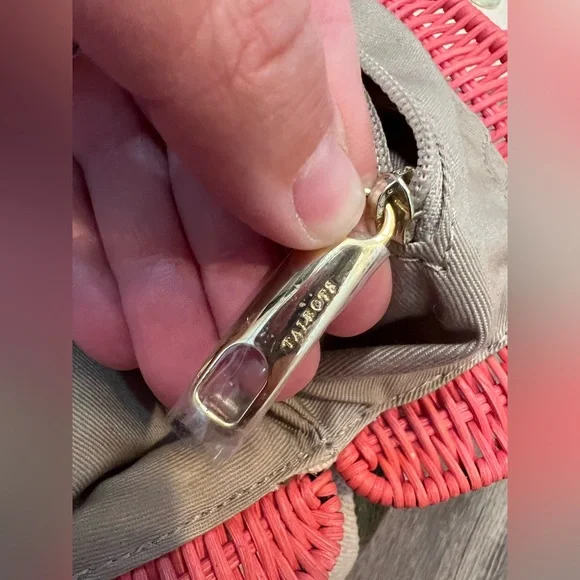 Talbots Striped Wicker and Canvas Bag with Chain Crossbody Strap Summer Bag - Picture 6 of 6